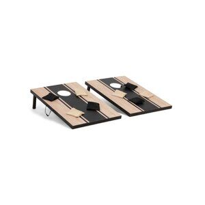 CIROA Black/Natural Center Stripe Outdoor Cornhole Set